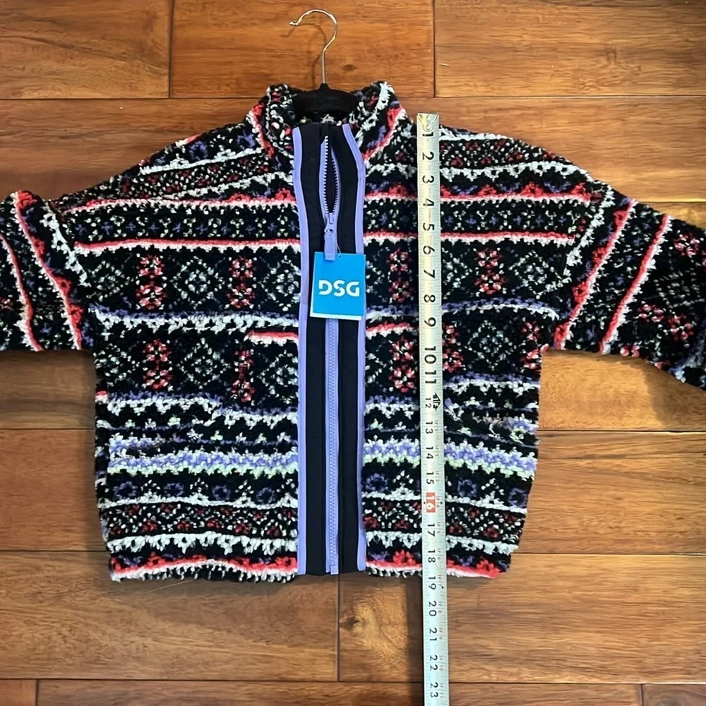 DSG Cozy Fleece Full Zip Girls Funky Flair Isle Multiple Sizes Small and XL